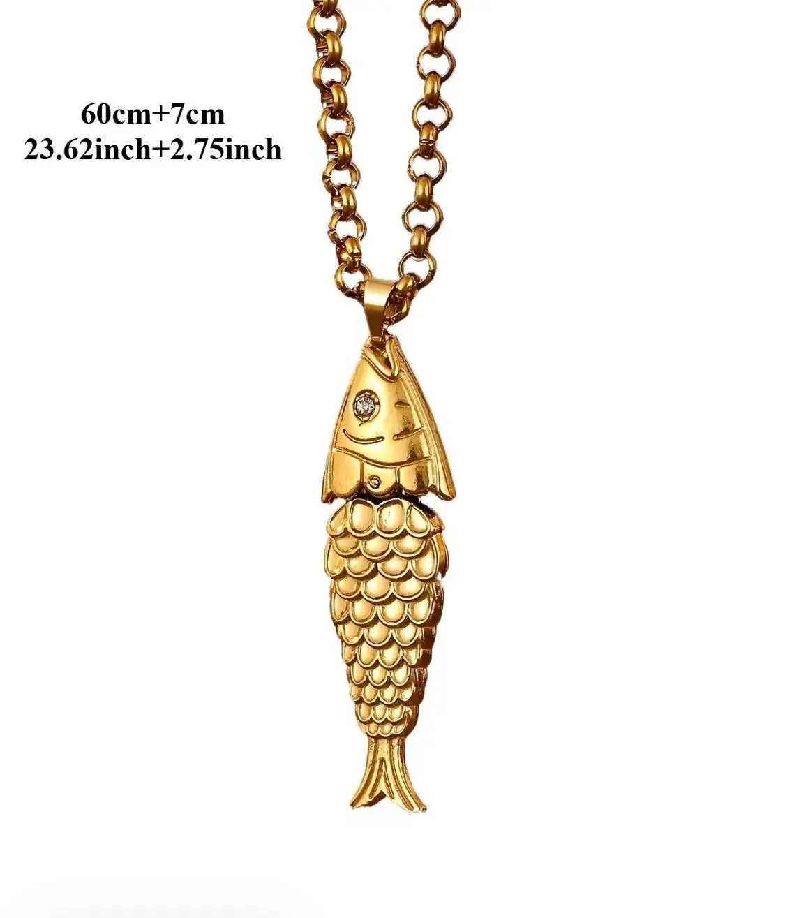 Gold Articulated Koi Fish Pendant Necklace - Stainless Steel, Non Tarnish Jewelry, Tarnish Proof Jewelry