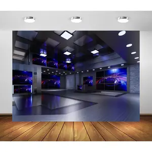 7x5ft Fabric News Studio Backdrop Virtual Media Newsroom TV Shows Anchor Background Broadcast Video YouTube Photoshoot Studio Booth Props