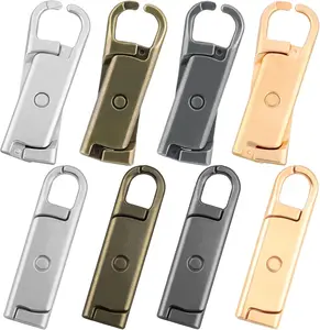 Zipper Pull Replacement, Upgraded 8 Pcs Detachable Replacement Zipper Pull Tabs for Repair Luggage Clothing Jackets Backpacks Boots Purse Coat(Silver, Bronze, Gold, Gun Black/Large) FENGWANGLI