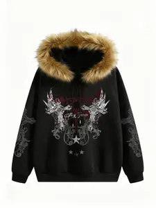 Heavyweight Parka Sweatshirt with Fur Collar, Winter Warm Streetwear, Oversized Thickened Insulation, Ideal for Extreme Cold Weather