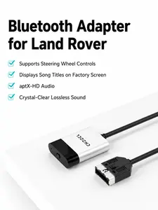 CHOOCL Bluetooth car Adapter with iPod Cable Premium Wireless Audio Adapter for Land Rover, Range Rover & Jaguar–Bluetooth Adapter with aptX-HD Sound