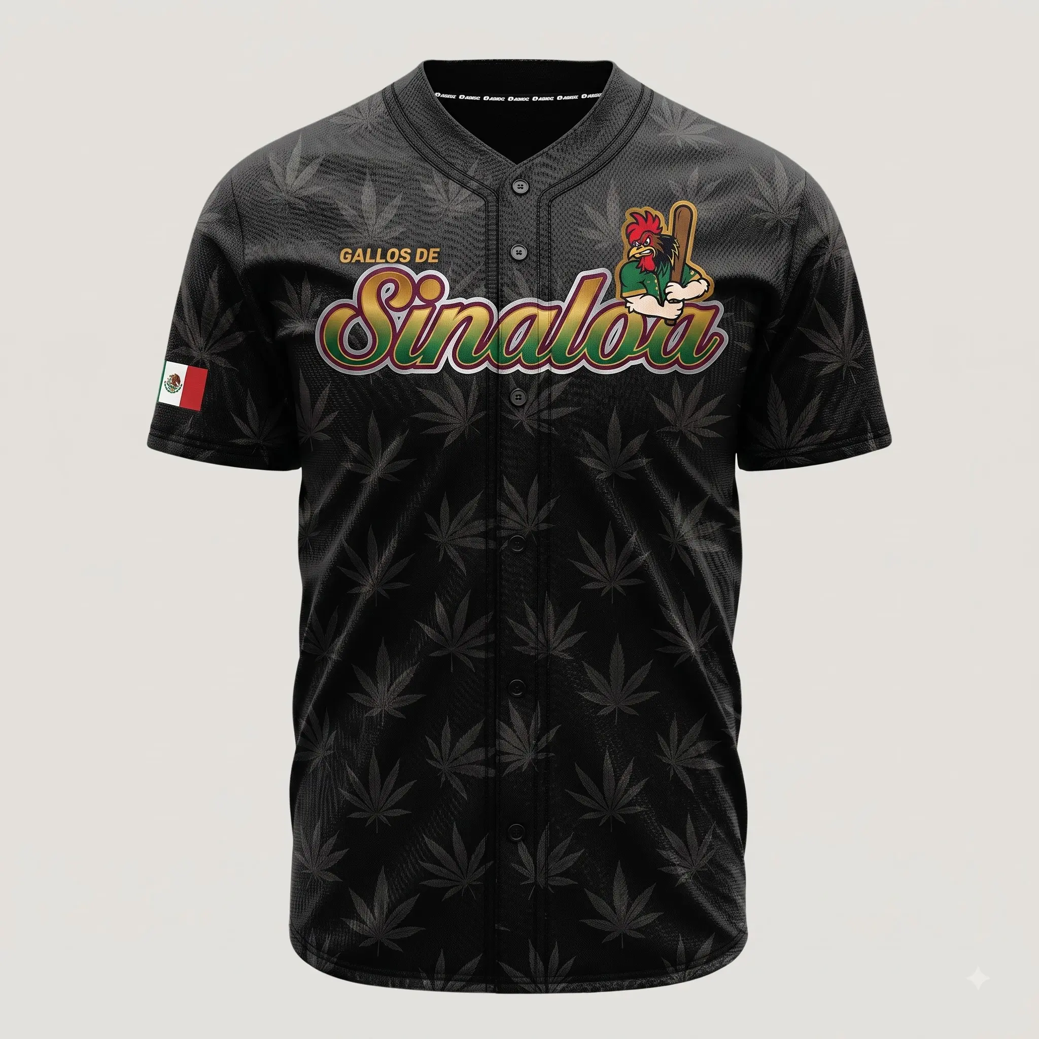 Gallos de Sinaloa Baseball Jersey – Mexico Heritage Button-Up Sports Shirt, Breathable Mesh Athletic Jersey, Mexican Heritage Fan Apparel, Game Day Uniform