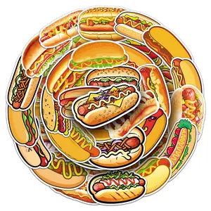 100pcs two sets of repetition hot dog food doodles creative cartoon stickers kit glass tabletop suitcase notebook stickers