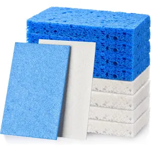 Mcyye 8PCS Compressed Kitchen Sponges Pack for Household Use, Premium Dish Sponges Kitchen Natural, Non Scratch Cleaning Sponges for Dishes, Excellent Cleaning Tools, save Space, Blue & White Sponge Mcyye