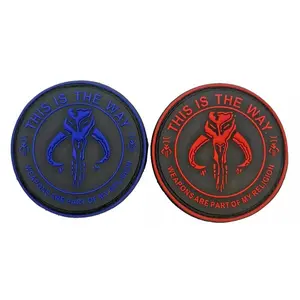 Weapons / My Religion 2 Piece Red and Blue [3D-PVC Rubber - Hook Fastener -TW2,TZ7-3.0 inch] for Backpacks, Range Bags, Clothes, Hats, and More