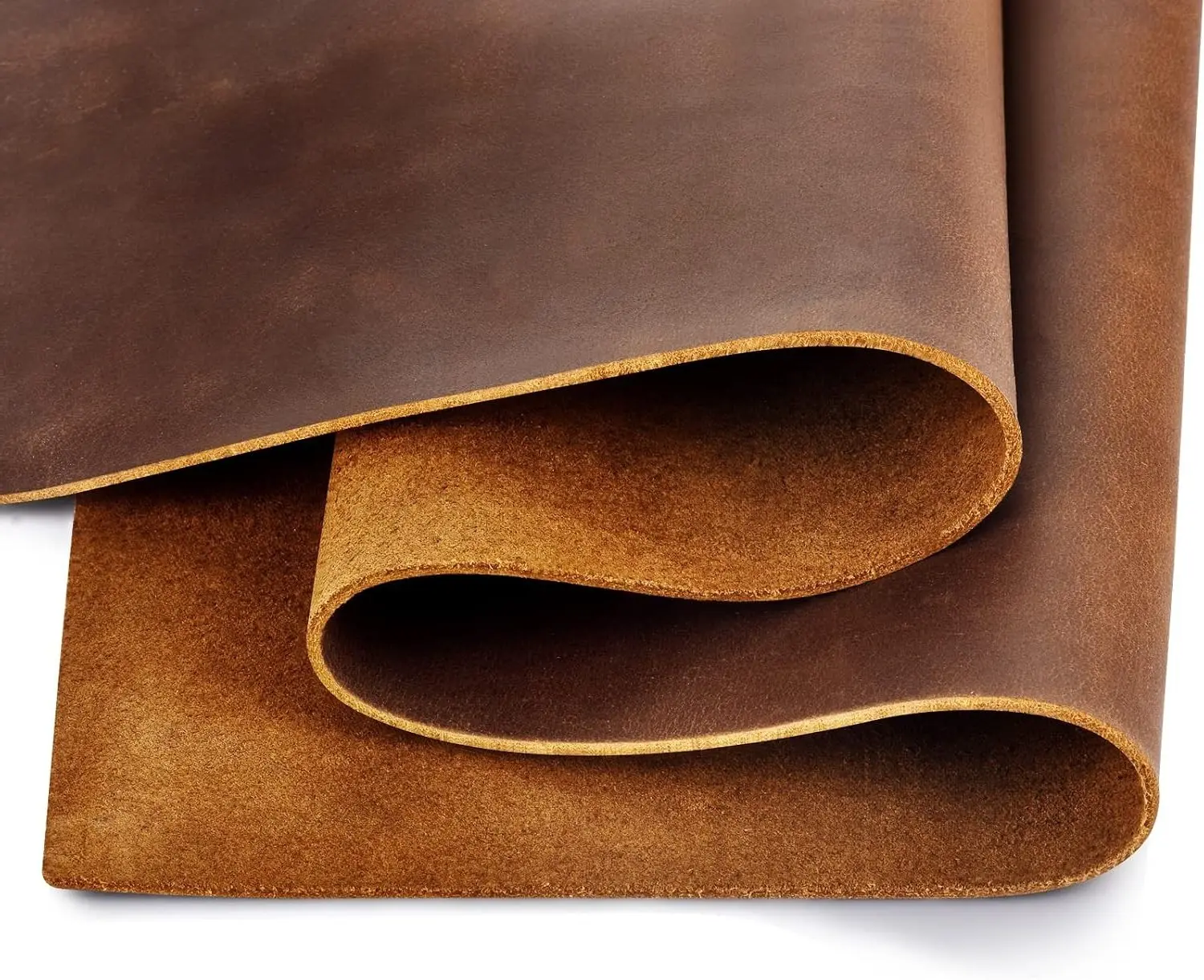Genuine Leather Tooling Sheets 1.8-2.0MM Thick Full Grain Oil Tan Crazy Horse Cowhide Leather Sheets for Crafts Tooling Sewing Wallet Earring Hobby (Brown, 8"x12")