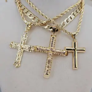 (29) #2   14k Gold plated Cross, virgin Mary. and Necklace 24 inch.