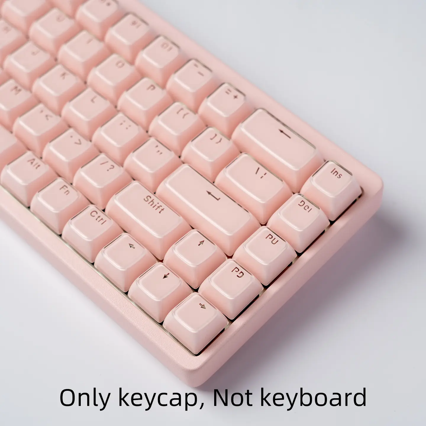 Crystal translucent keycap, pink, dual color injection molding, PC+ABS material, MDA height, jelly texture, compatible with 6.25U space 61 68 75 84 87 98 99 100 104 108 Keyboard Keycaps