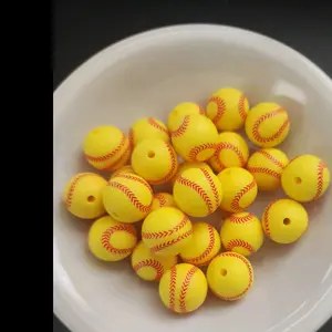 Softball Silicone Bead for DIY Jewelry Making 25 ct