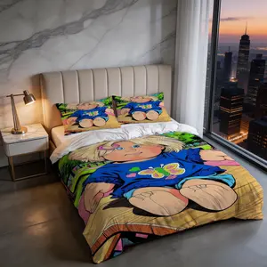 Cabbage Patch Kids Retro Cartoon Illustration Duvet Cover Set, Includes 1 Duvet Cover And 1 Or 2 Pillowcases, Duvet And Pillow Inserts Not Included, Suitable For Childish, Retro, Kids' And Girls' Bedroom Styles