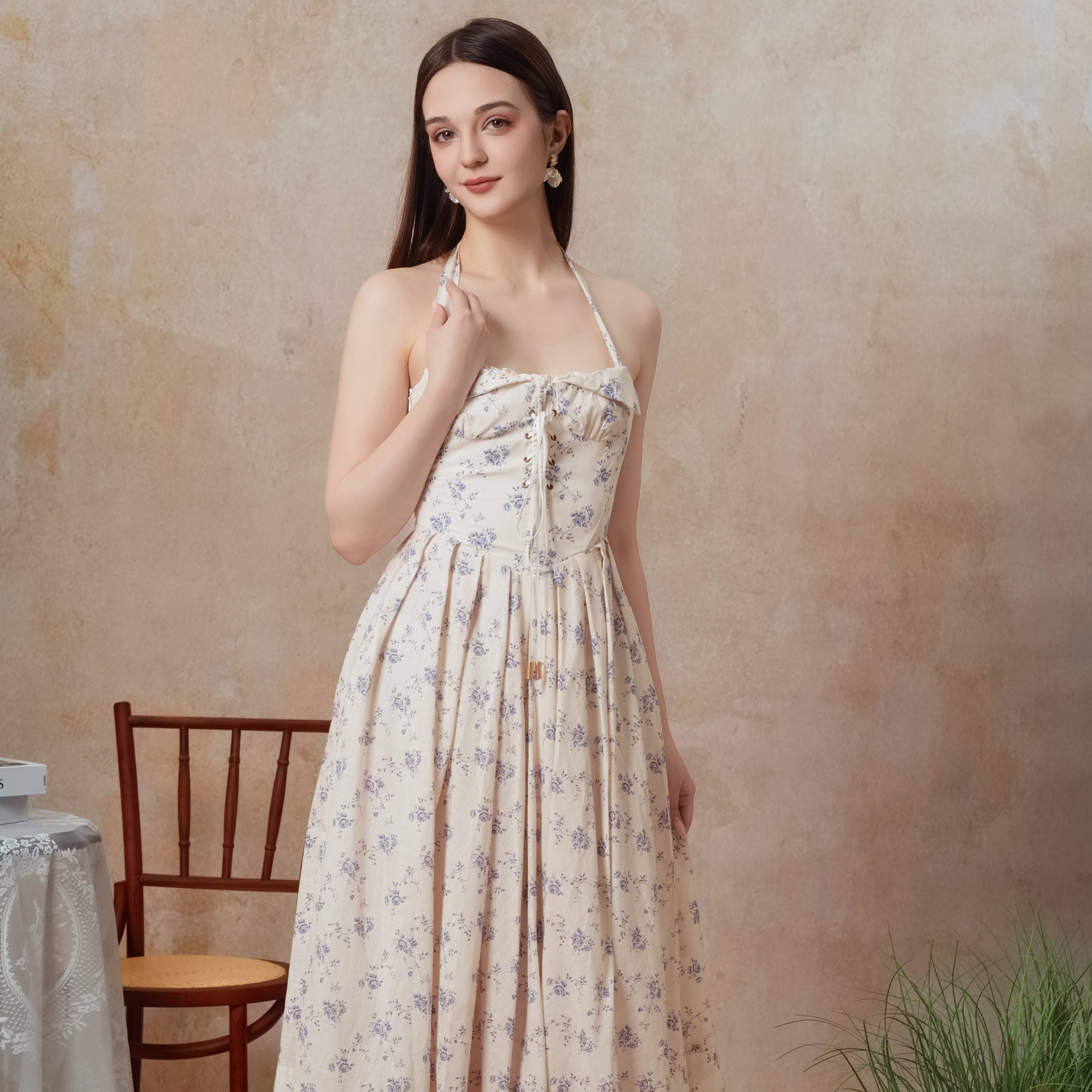 The Cobalt Dream Corset Dress-LuminaVenus  Elegant Dresses Women Beach Outfits Outfit Classy  Slim Fit Women Rehearsal Dinner Dress Bohemian White Lace Vestidos Para Fiesta  Formal Piece birthday outfit Pleated Skirt