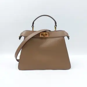 Pre-owned FENDI Calfskin Shoulder Bags Peekaboo Iseeu Brown Shoulder Bag T10340095
