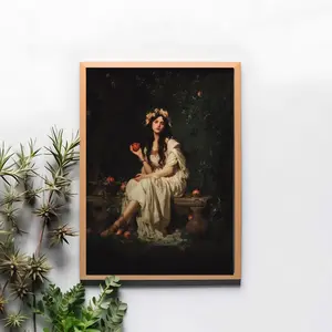 Persephone and the Pomegranate – 19th Century Classical Realism Print, Greek Goddess Mythological Wall Art, Elegant Room Decor, Unframed