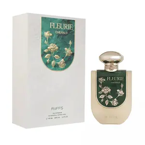 RIIFFS Fluerie Emerald Green Extrait de Parfum Spray - 3.4 fl oz (3 to 3.9 fl oz) Single Item, Lemon & Citrus Aromatic Oriental Fragrance with Vanilla Base, Elegant Perfume Enchanting Fragrance for Women