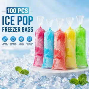 100 Ice Candy Plastic Bags - 4x12 Bolsas para bolis de hielo mexicanos Freeze Icepop Bags Popsicle Mold bolsas para helados caseros Popsicle Wrappers Yogurt Ice Cream Smoothie Mold Bag