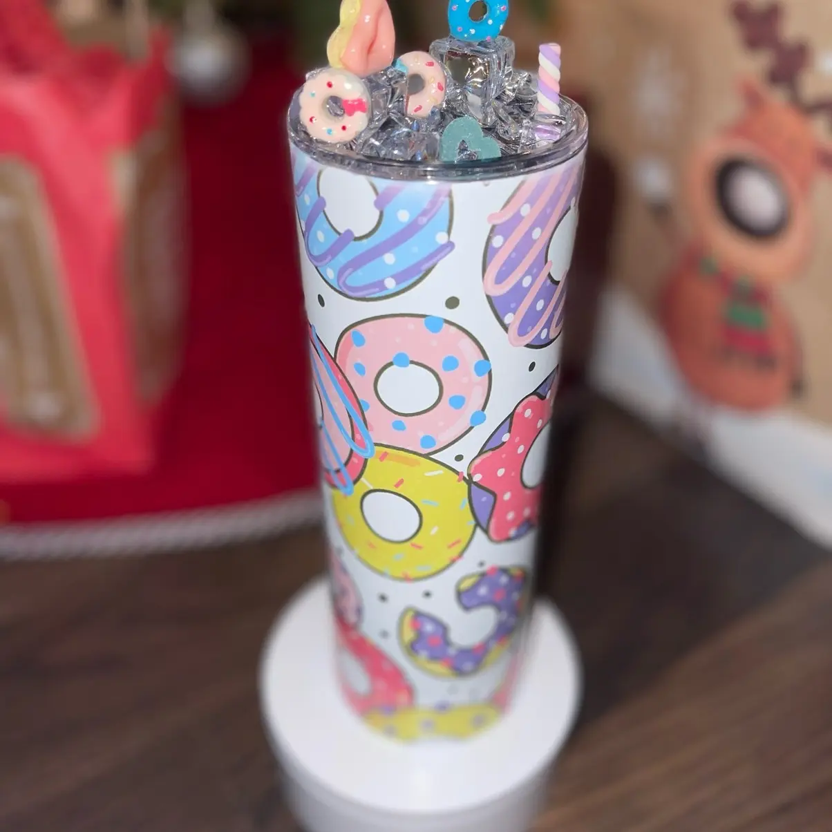 Donut 20oz Tumbler Colorful Drinkware Straw Cup