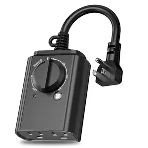 Outdoor Light Timer with Dusk to  Sensor, Weatherproof Dual Grounded Outlets for Christmas Decorations, 15A 1/2HP ETL Listed