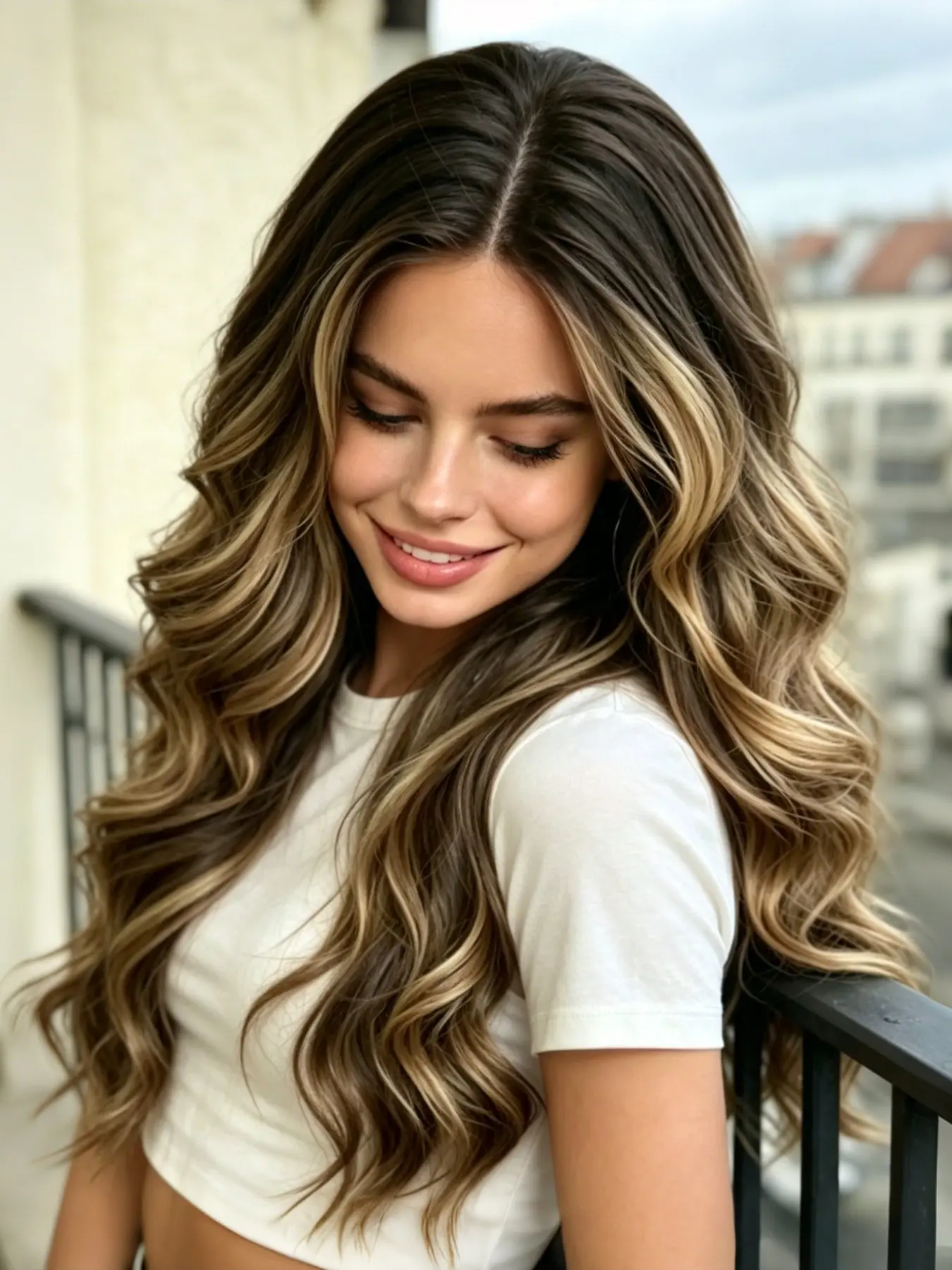 26 Inch Lace Middle Part Wig, Synthetic Lace Wigs, For Women Long Curly Synthetic Full Wig Top Dyed Gradient Brown Color Natural Looking Curls Lightweight Breathable Cap Glueless Design Perfect For Daily Wear Parties And Events Limited Time Offe