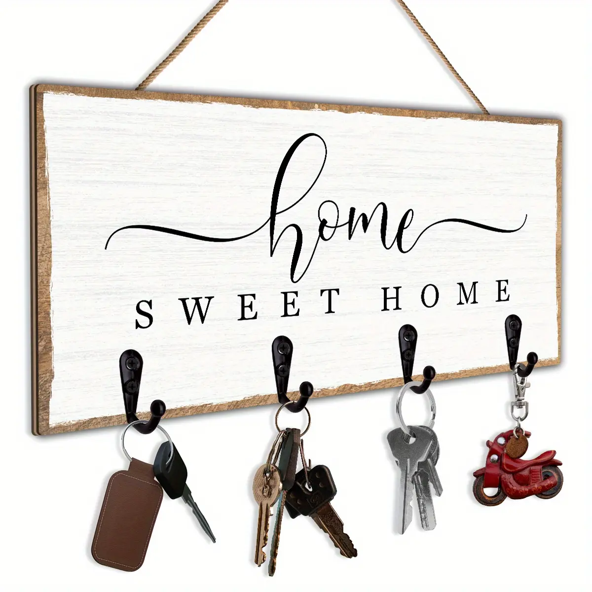 Home sweet home Wooden Wall Key Holder with 4 Hooks, Decorative Hooks, Home Organizer Hook, Home Decor, Vintage Home Decor, New Home Gifts, Modern Rustic Home Decor, Kitchen Accessories, Bathroom Decor, Bedroom Decor