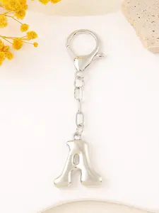Silver Color Bubble Initial Bag Charm, Elegant Letter Keychain Jewelry for Women, Perfect Purse Accessory & Gift Idea, Keychain For Bags