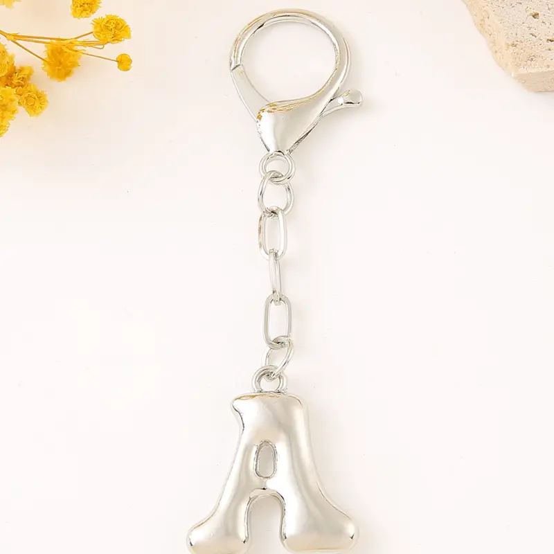 Silver Color Bubble Initial Bag Charm, Elegant Letter Keychain Jewelry for Women, Perfect Purse Accessory & Gift Idea, Keychain For Bags, Key Accessories