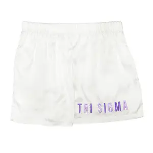 Tri-Sigma Embroidered Satin Short