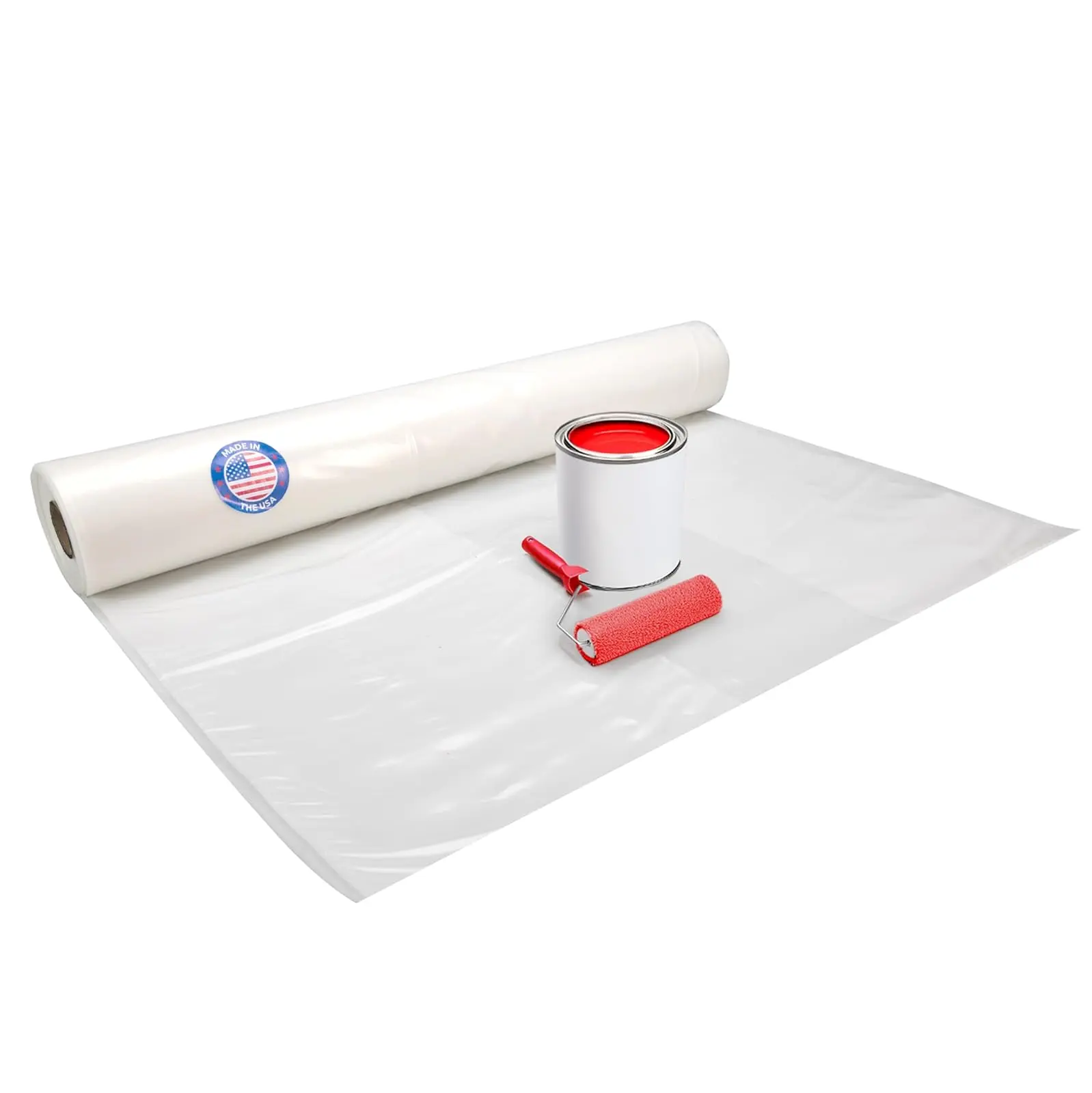 Plastic Sheeting 4 mil, 8' x 50' (400 sq. ft.) - Thick Semi-Clear Plastic Sheeting for Construction, Painting, Slide&Slip - LDPE Film Roll - Heavy Duty Thick Polyethylene Rolls by IDL Packaging