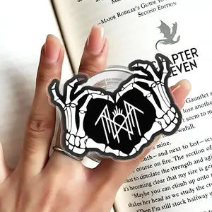 Sleep Token Gothic Skeleton Hand Heart Phone Grip Holder 3D Resin Dark Skull Bone Heart Occult Symbol Finger Ring Stand Aesthetic Goth Phone Accessory Universal Cell Phone Gift