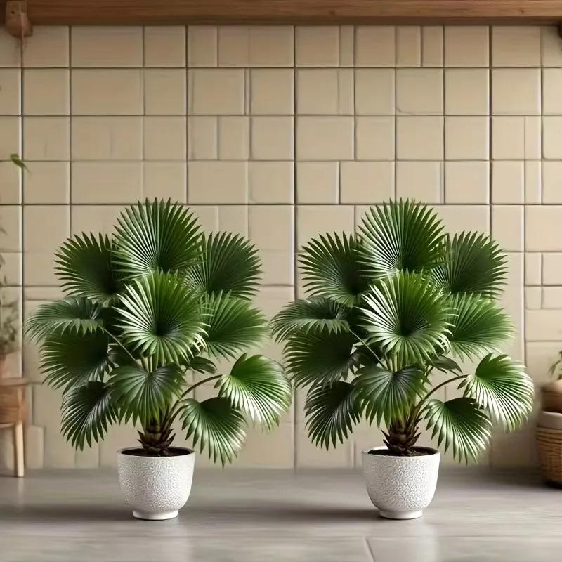 1 Large Artificial Palm Tree Plant with Lush Green Leaves Realistic Fake Tree with Trunk and Pot Low Maintenance Indoor
