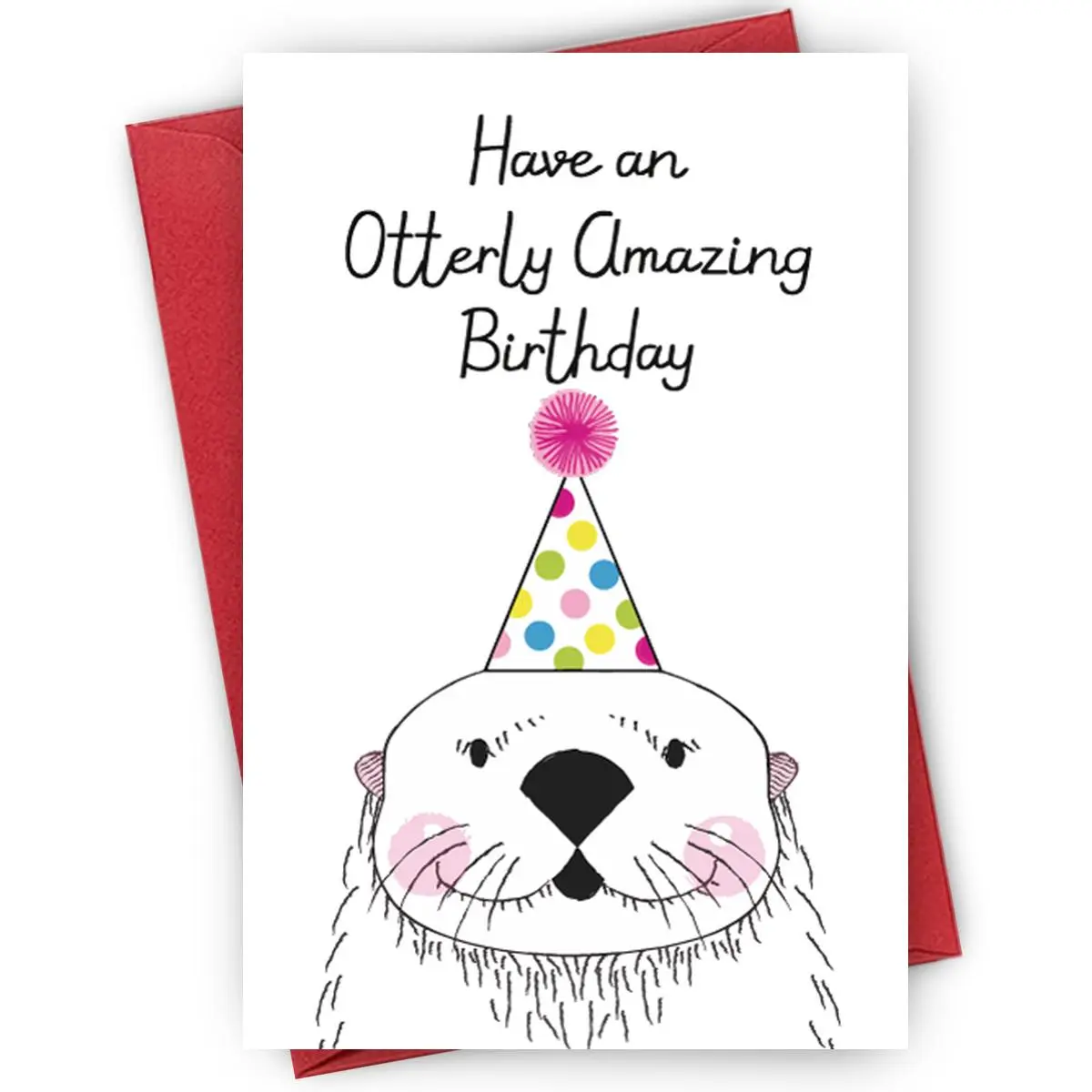 Otter Birthday Card, Otter Birthday Greeting Card with Envelope, Funny Birthday Celebration Card for Kids  Animal Lovers Friend