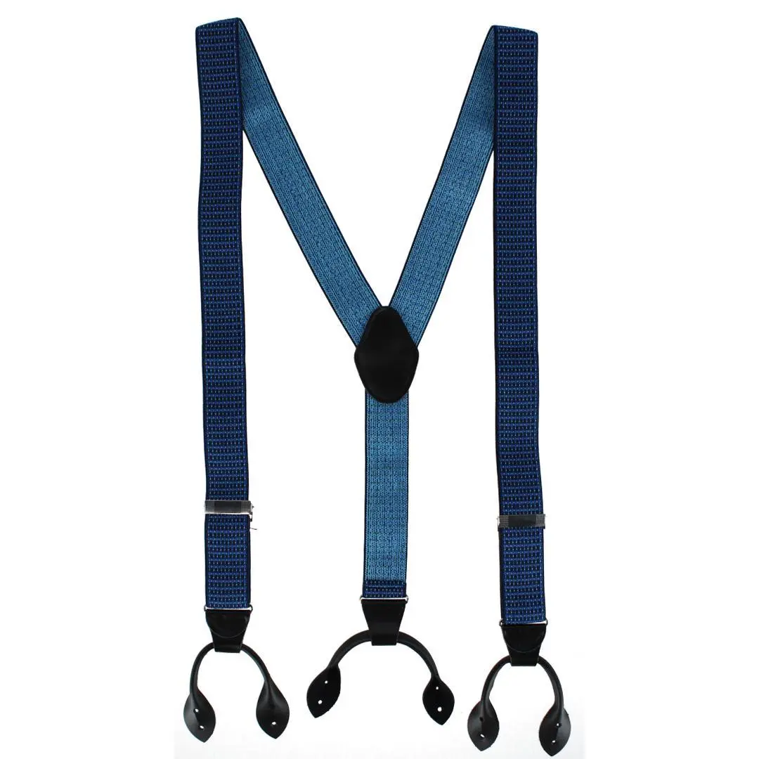 CTM Men's 35mm Wide Elastic and Leather Button-End Suspenders, Button-End Suspenders, Fit, Adjustable
