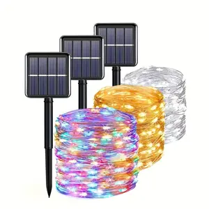 7-22m Solar LED String Lights, 8 Modes Waterproof Outdoor Lamp, Transparent Tube, Christmas Decor for Garden, Patio, Pool, Tree