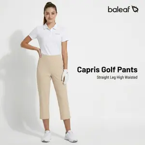 baleaf 20'' Women Capris with Pockets Stretch Golf Work Dress Cropped Pants Straight Leg High Waisted Pull On Summer [PC:bgg003] summervibes Gym Outfit Workout Sportswear Workout Clothes gym shorts sweatpants