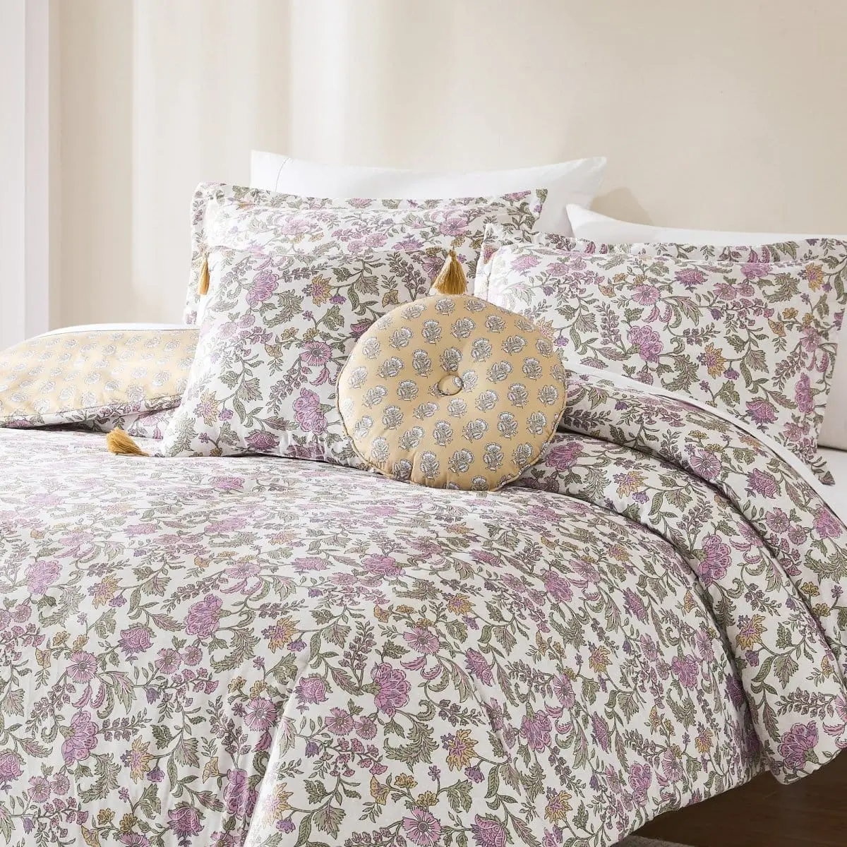Lush Decor Lillian Block Print Reversible Comforter Set 5Pc - Soft Microfiber, OEKO-TEX Certified, Machine Washable, Full/Queen or King/Cal King Size