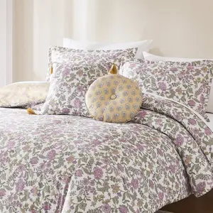Lush Decor Lillian Block Print Reversible Comforter Set 5Pc - Soft Microfiber, OEKO-TEX Certified, Machine Washable, Full/Queen or King/Cal King Size