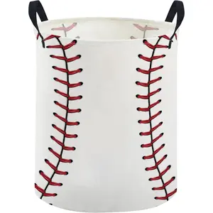 Laundry Basket,Baseball Hamper Collapsible Canvas  Storage Bin for Boys, Cute Hamper, Baskets(Baseball)