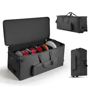 【FathersDayGift】VEVOR Electronic Drum Kit Bag, 600D, Padded Drum Bag with Wheels, Large 36.2 x 16.5 x 16.1 in Interior, Lightweight Travel Case with Detachable Dividers, Multiple Pockets, for Electric Drums, Black