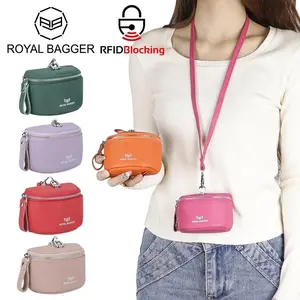 Royal Bagger Cute Mini Coin Purse for Women - RFID Blocking, Genuine Leather Change Pouch Fashion Simple Storage Bag 2900