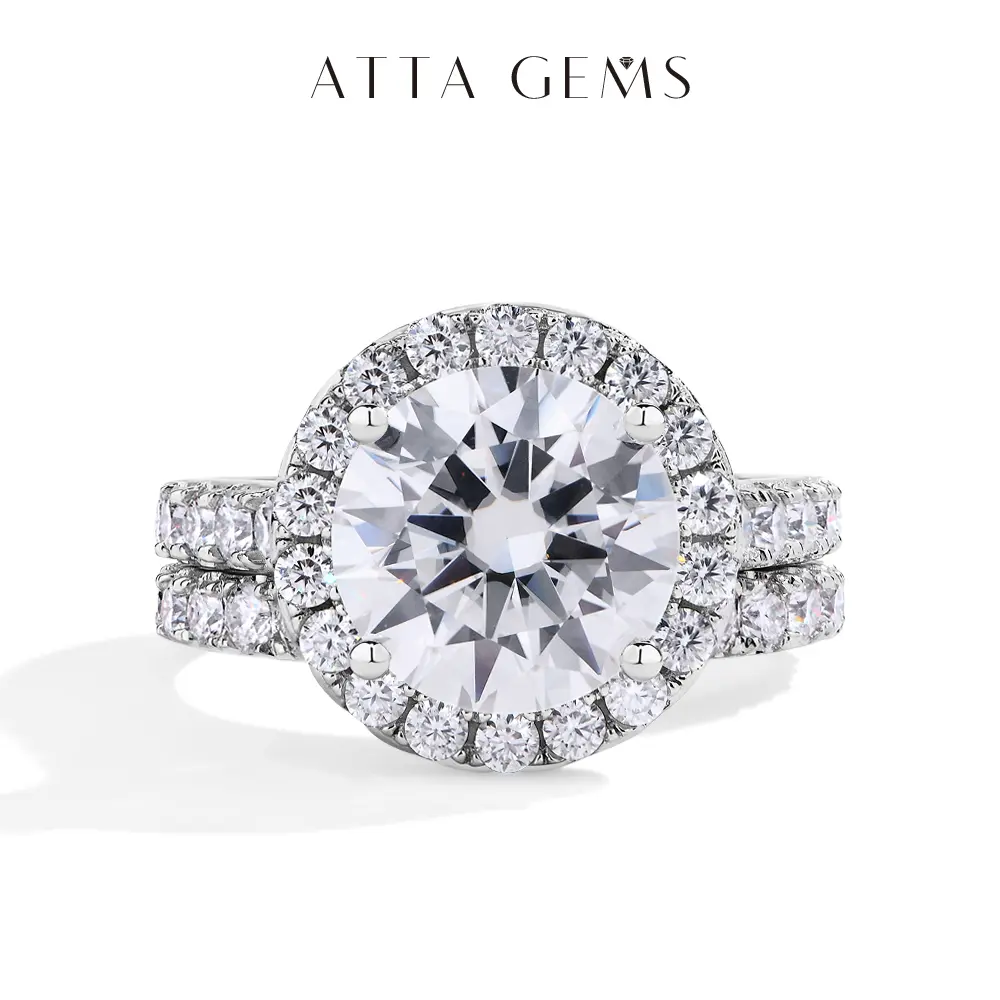 4CT Brilliant-Cut Moissanite Ring for Women, Stackable Statement Wedding Band, Fine Jewelry Diamond Alternative Engagement Gift, High Setting Ring, Moissanite Rings