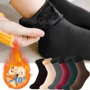10PCS / 5 Pairs Women Autumn Winter Socks, Thickened Fleece Lined Warm Socks, Cold Weather Snow Socks, Soft Cozy Winter Wear, Multi Colors