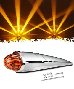 Partsam Glass Watermelon Cab Lights Amber LED Top Marker Hi/Low Beam Roof Running Lights Assembly with Chrome Alloy Base for Peterbilt Freightliner Mack Heavy Trucks (1PCS)