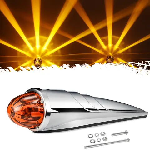 Partsam Glass Watermelon Cab Lights Amber LED Top Marker Hi/Low Beam Roof Running Lights Assembly with Chrome Alloy Base for Peterbilt Freightliner Mack Heavy Trucks (1PCS)