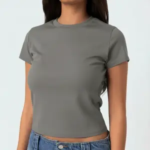 Women's Plain Crop Cap Sleeve T-shirt Blank White Tee, Women's Tee, Plain Cotton Shirt, Womens Tops Dressy Casual,T-Shirt for Women Dressy Casual,Shirts for Women,Business Casual Tops Women,Summer Top