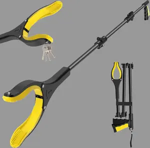 44 Inch Extra Long Grabber Reacher Tool，Foldable Trash Pick Up Stick for Seniors with Strong Grip Magnetic，360°Rotating Anti-Slip Jaw 4" Wide Claw Opening,Hand Grabber for Reaching