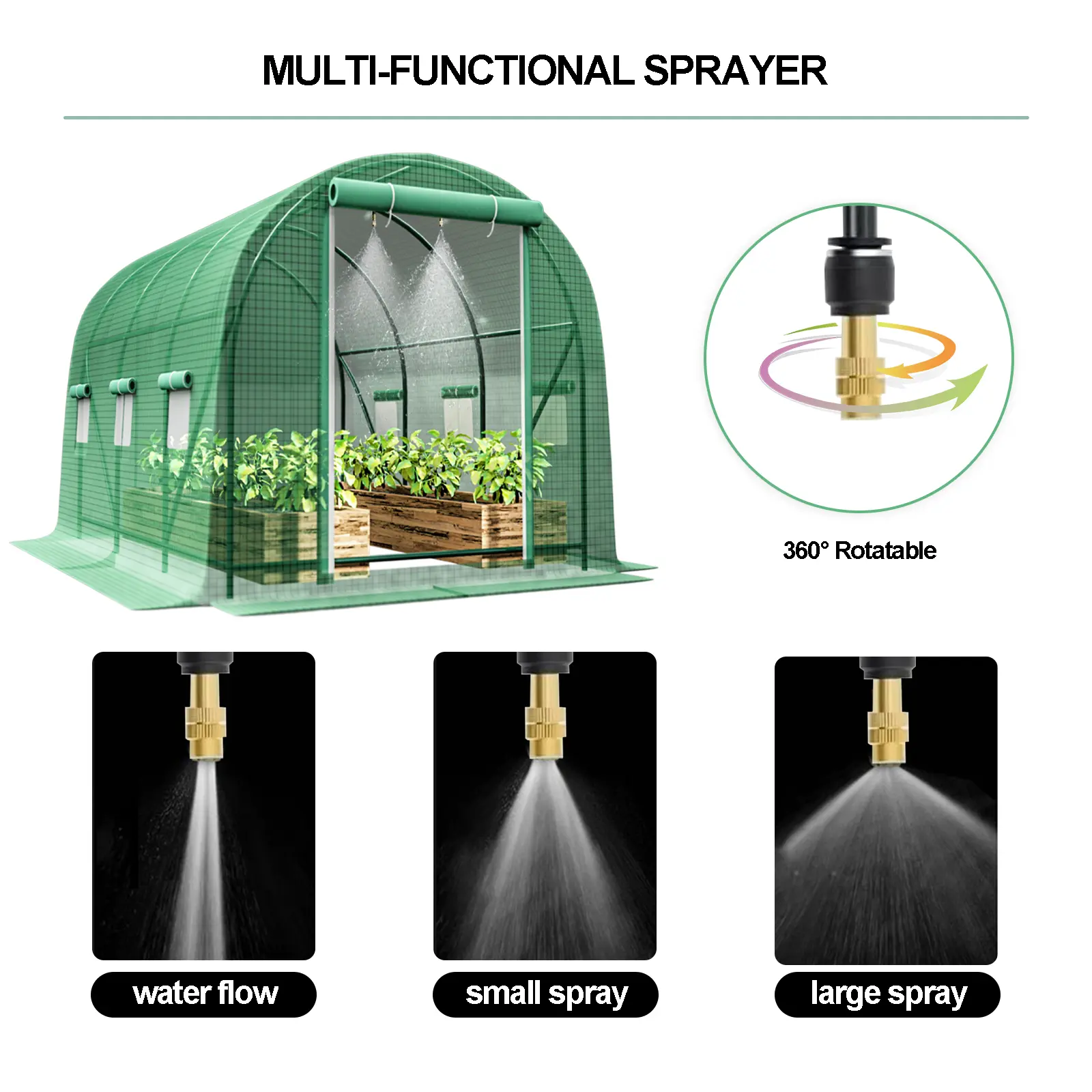 Grezone Portable Heavy Duty Greenhouse with Watering System - Garden Oasis for Flowers & Plants, 6 Screen Windows, 2 Doors, Ideal for Mother’s Day Gardening & Outdoor Relaxing, Portable Greenhouse