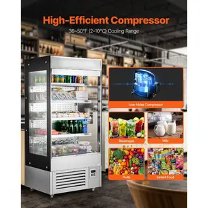 VEVOR Open Air Merchandiser, 4-Tier Shelving Commercial Refrigerator, Grab and Go Display Cooler Refrigerator with Air Curtain, LED Advertising Light, Fits for Restaurants, Stores, Office, 18.4cu. ft.