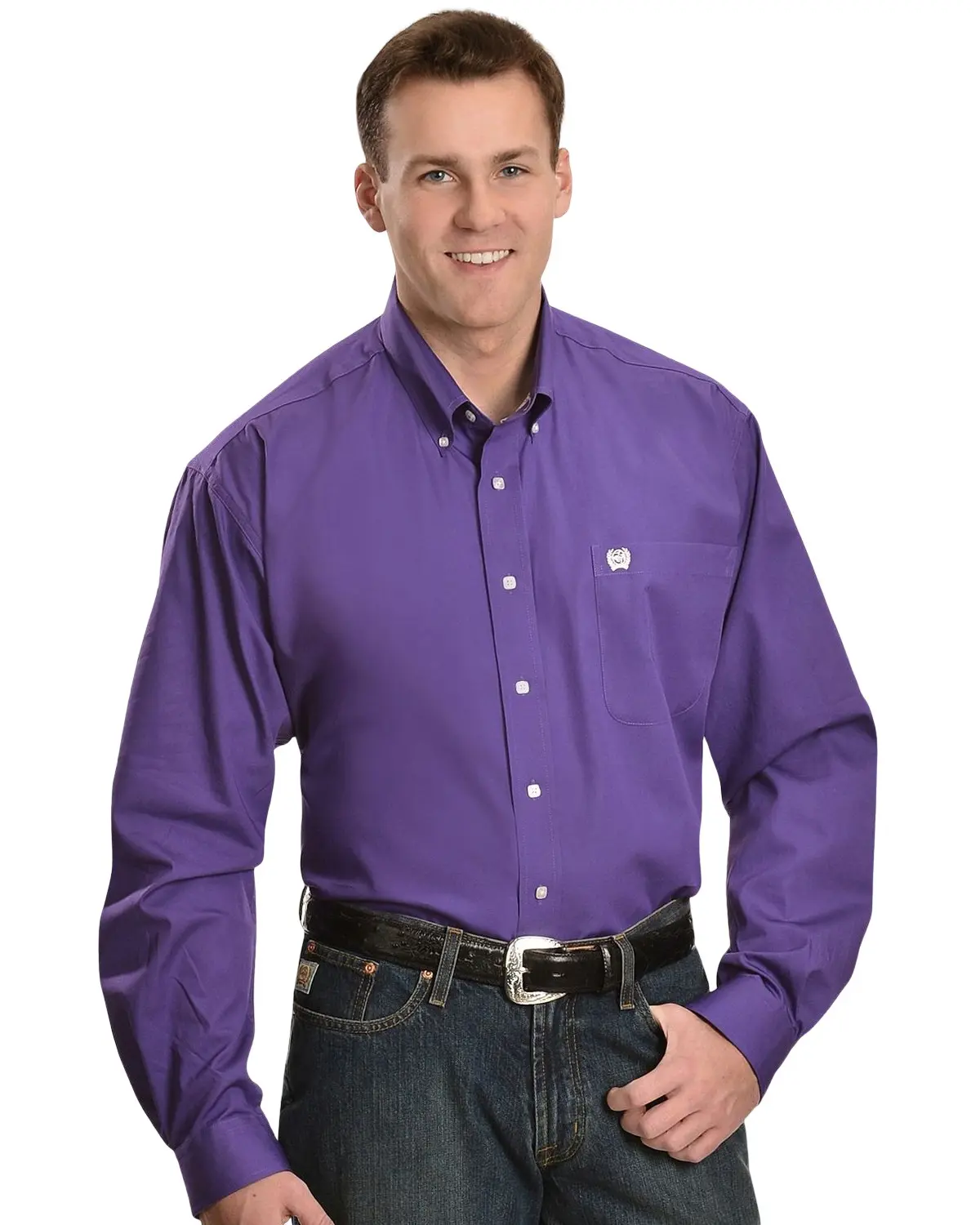 Cinch Men's Men'S Solid Long Sleeve Button-Down Western Shirt - Mtw1103802 Pur
