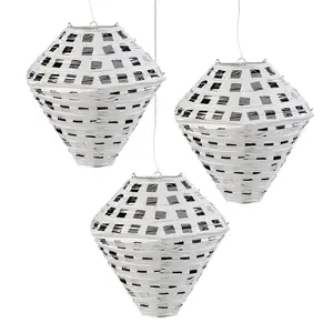 12" Shiny Diamond-Shaped Hanging Paper Lanterns - 3 Pc.