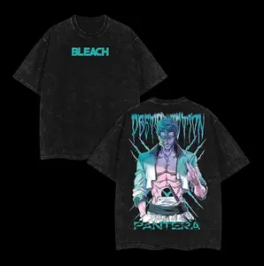 valentine shirts Washed Oversized Bleach5 Anime Graphic T Shirt Women Men Ichigo Kurosaki Bankai Hollow Bleach T-Shirt Female Male Clothing Tees