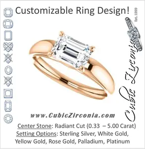 Cubic Zirconia Engagement Ring- The Johnnie (Customizable Cathedral-set Radiant Cut Solitaire with Decorative Prong Basket)